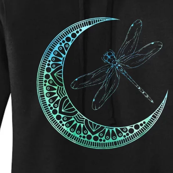 Moon Nature Insect Animal Gift Wildlife Night Dragonfly Women's Pullover Hoodie