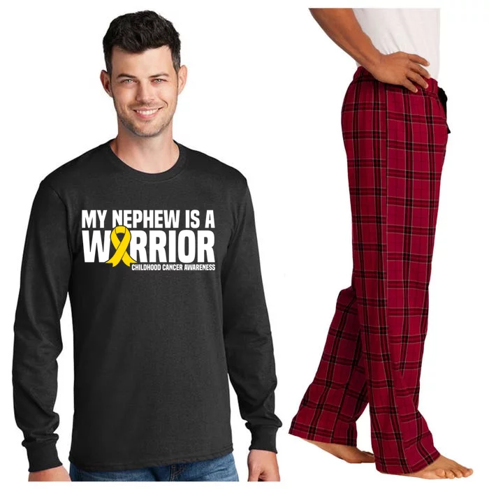 My Nephew Is A Warrior Ribbon Hood Cancer Awareness Cute Gift Long Sleeve Pajama Set