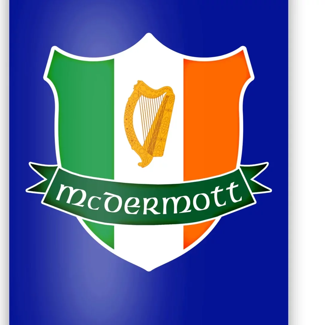 Mcdermott Name Irish Gift Irish Flag Harp Crest Poster