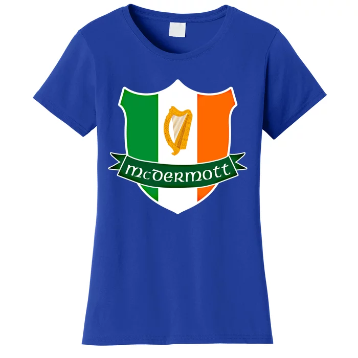 Mcdermott Name Irish Gift Irish Flag Harp Crest Women's T-Shirt