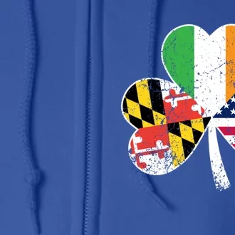 Maryland Native Irish American Flag Shamrock St Patricks Day Cute Gift Full Zip Hoodie