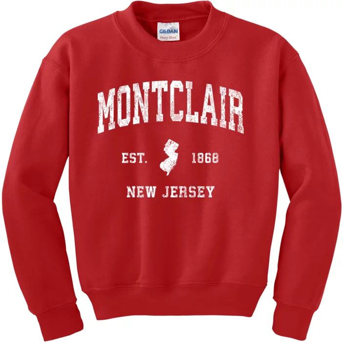 Montclair New Jersey Nj Vintage Established Athletic Sports Design Kids Sweatshirt