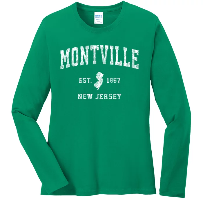 Montville New Jersey Nj Vintage Established Sports Design Ladies Long Sleeve Shirt