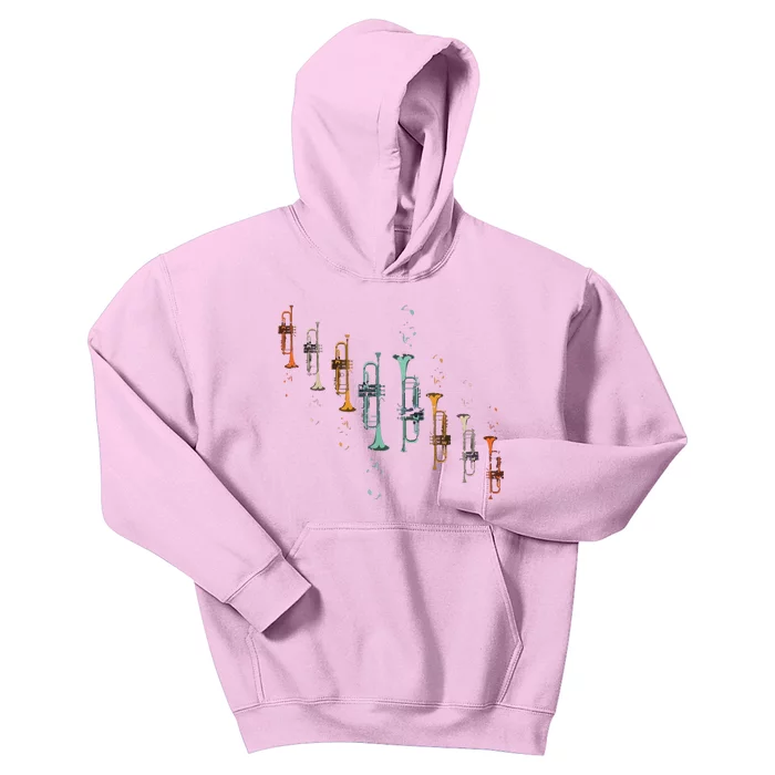 Music Notes Jazz Musician Trumpeter Gift Trumpet Kids Hoodie