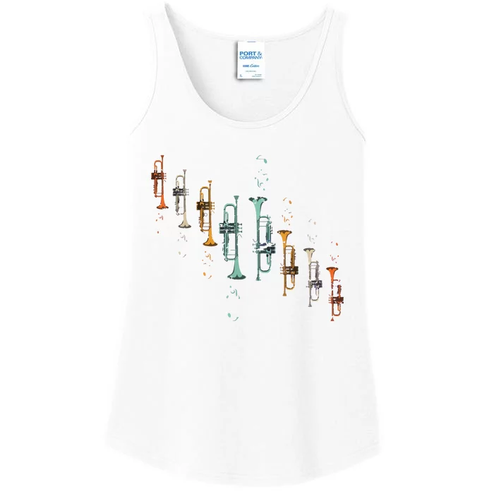 Music Notes Jazz Musician Trumpeter Gift Trumpet Ladies Essential Tank