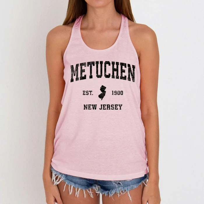 Metuchen New Jersey Nj Vintage Athletic Sports Women's Knotted Racerback Tank