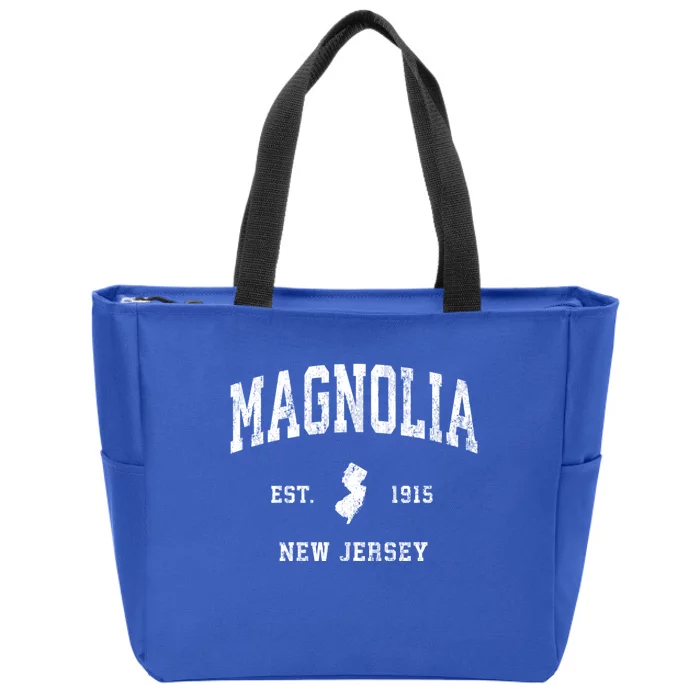 Magnolia New Jersey Nj Vintage Athletic Sports Zip Tote Bag