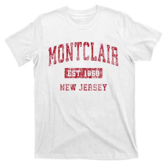 Montclair New Jersey Nj Vintage Sports Design Red Design T-Shirt