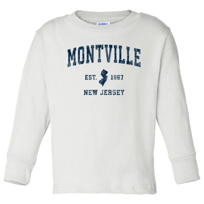 Montville New Jersey Nj Vintage Sports Toddler Long Sleeve Shirt