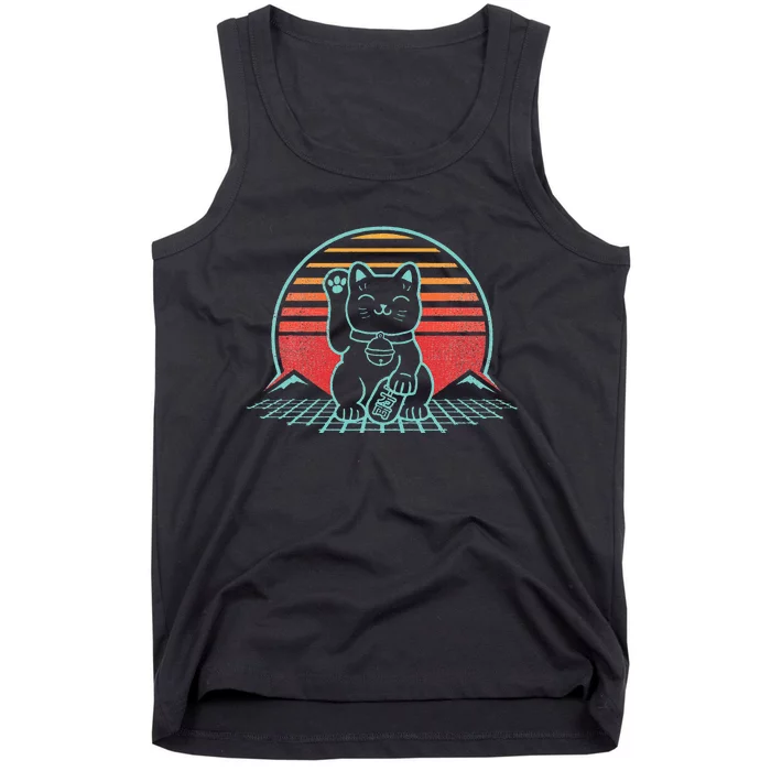 Maneki Neko Japanese Lucky Cat Retro Aesthetic Kawaii Tank Top