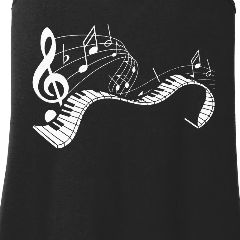 Music Notes Keyboard Pianist Classical Musician Piano Ladies Essential Tank