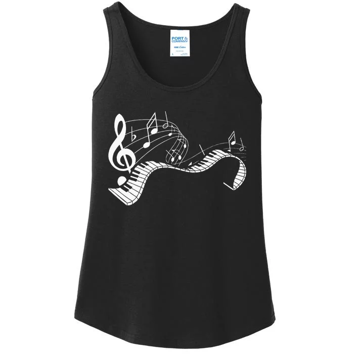 Music Notes Keyboard Pianist Classical Musician Piano Ladies Essential Tank