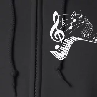 Music Notes Keyboard Pianist Classical Musician Piano Full Zip Hoodie