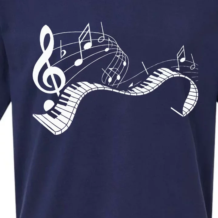 Music Notes Keyboard Pianist Classical Musician Piano Sueded Cloud Jersey T-Shirt