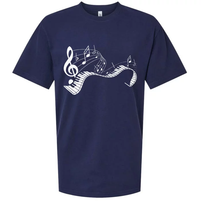 Music Notes Keyboard Pianist Classical Musician Piano Sueded Cloud Jersey T-Shirt