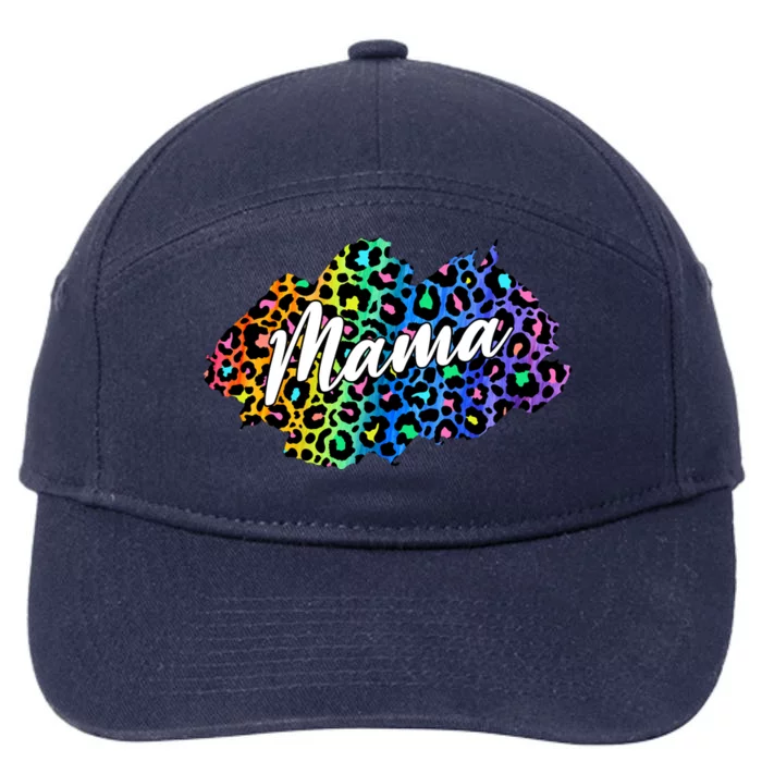 Mama Neon Leopard Print Cute Gift 7-Panel Snapback Hat