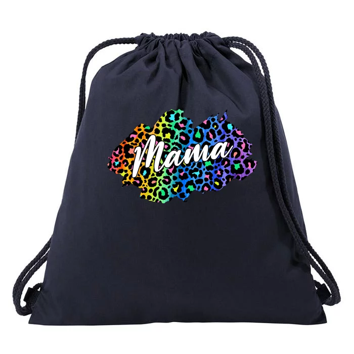 Mama Neon Leopard Print Cute Gift Drawstring Bag