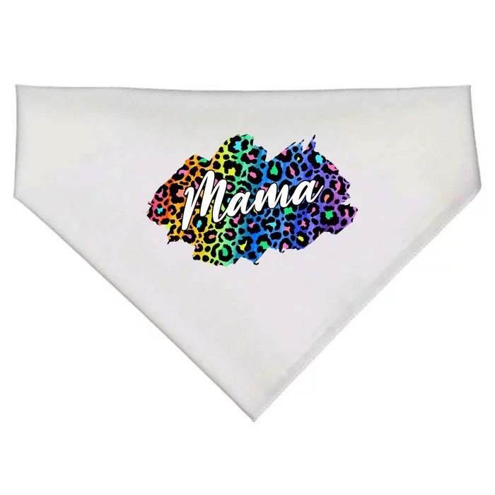 Mama Neon Leopard Print Cute Gift USA-Made Doggie Bandana