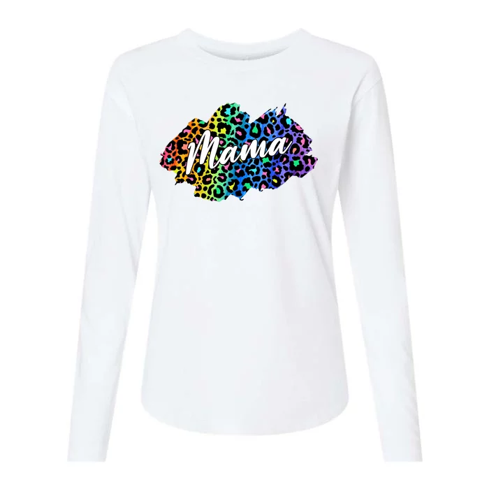 Mama Neon Leopard Print Cute Gift Womens Cotton Relaxed Long Sleeve T-Shirt