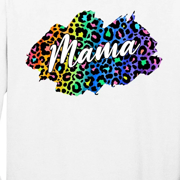 Mama Neon Leopard Print Cute Gift Long Sleeve Shirt