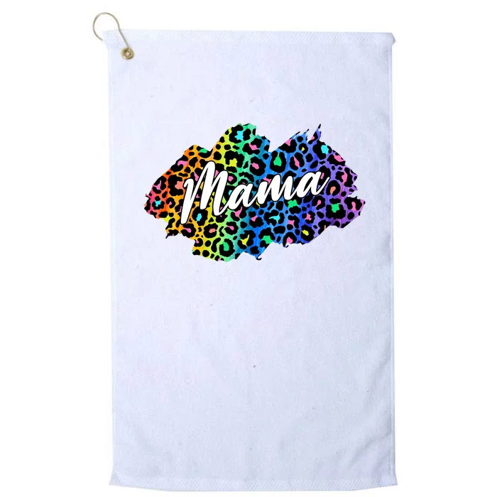 Mama Neon Leopard Print Cute Gift Platinum Collection Golf Towel