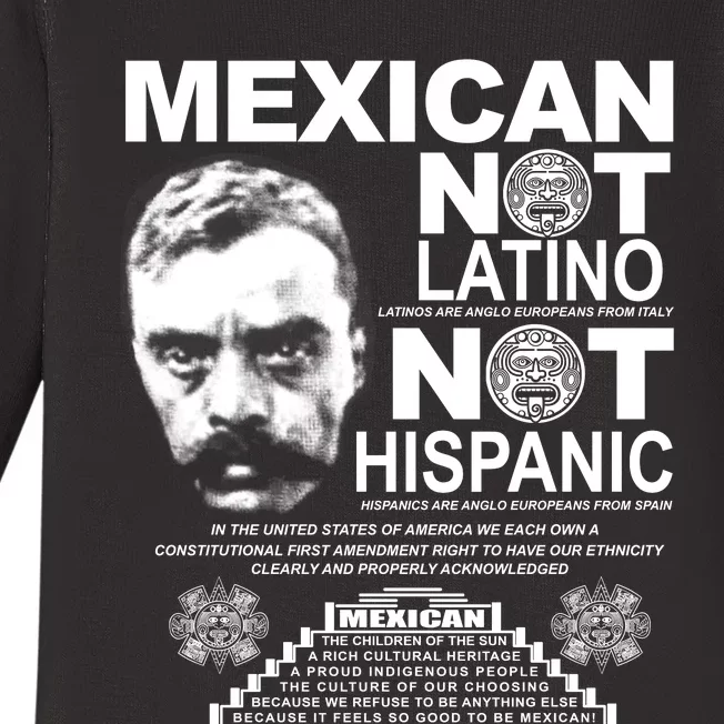 Mexican Not Latino Mexican Pride Zapata Baby Long Sleeve Bodysuit