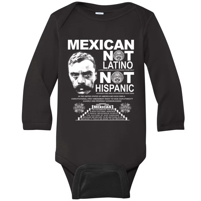 Mexican Not Latino Mexican Pride Zapata Baby Long Sleeve Bodysuit