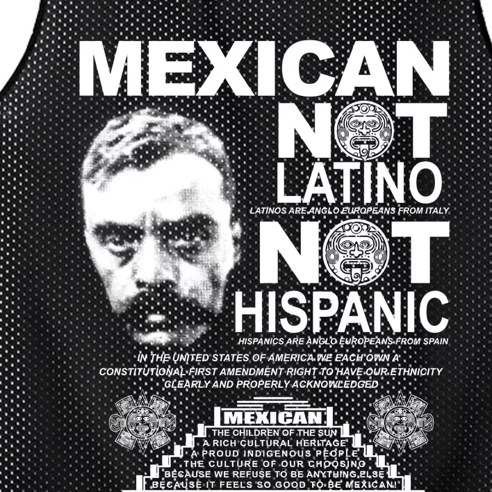 Mexican Not Latino Mexican Pride Zapata Mesh Reversible Basketball Jersey Tank