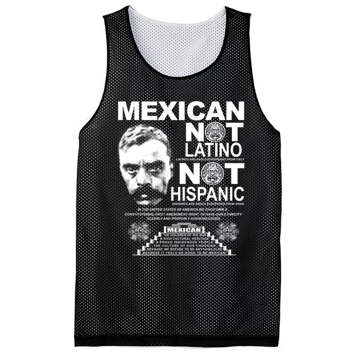 Mexican Not Latino Mexican Pride Zapata Mesh Reversible Basketball Jersey Tank