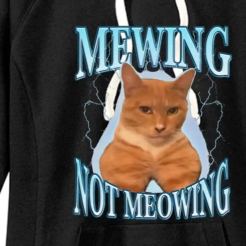 Mewing Not Meowing Funny Meme Women's Fleece Hoodie