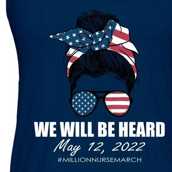 Million Nurse March We Will Be Heard Messy Bun USA Ladies Essential Flowy Tank