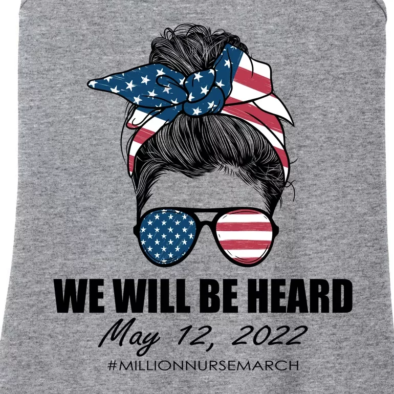 Million Nurse March We Will Be Heard Messy Bun USA Ladies Essential Tank