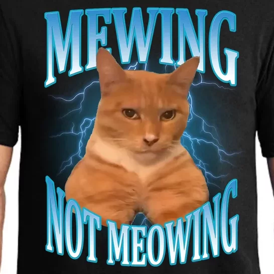 Mewing Not Meowing Funny Cat Meme Pajama Set