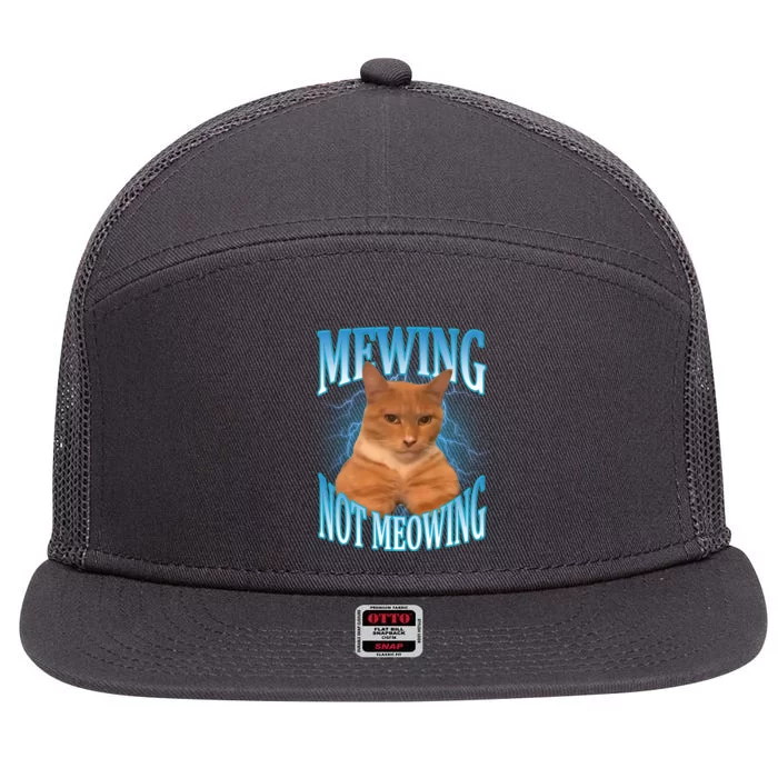 Mewing Not Meowing Funny Cat Meme 7 Panel Mesh Trucker Snapback Hat