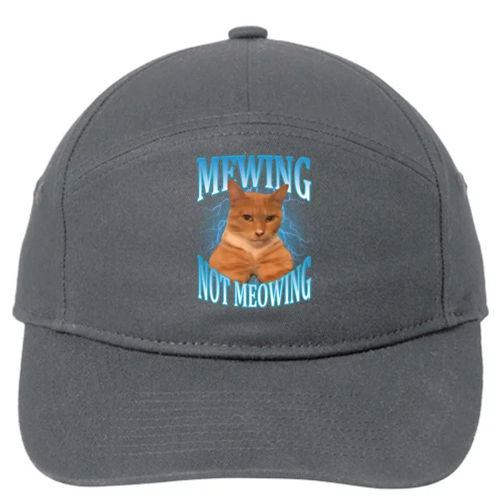 Mewing Not Meowing Funny Cat Meme 7-Panel Snapback Hat