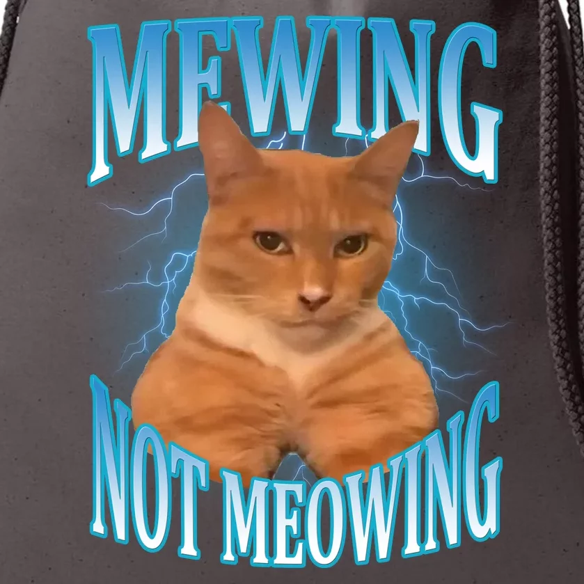 Mewing Not Meowing Funny Cat Meme Drawstring Bag