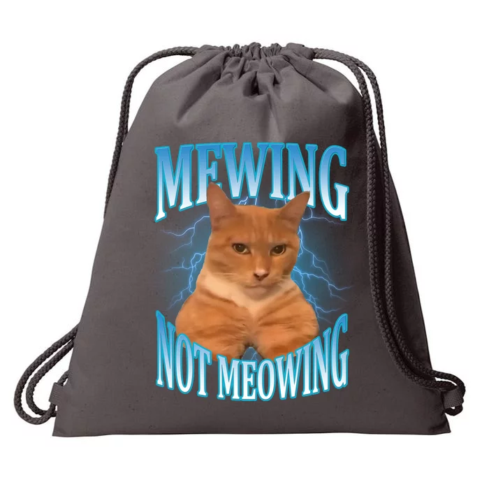 Mewing Not Meowing Funny Cat Meme Drawstring Bag