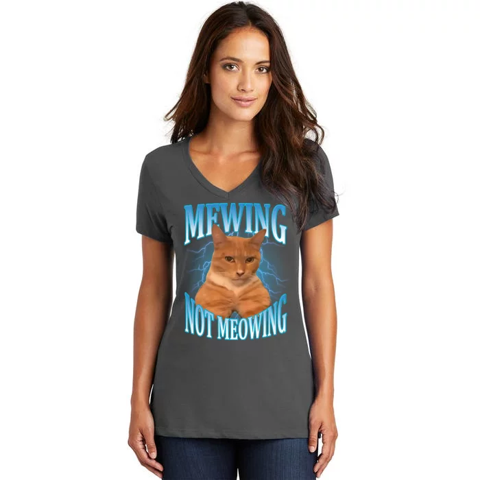 Mewing Not Meowing Funny Cat Meme Women's V-Neck T-Shirt