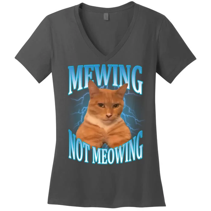 Mewing Not Meowing Funny Cat Meme Women's V-Neck T-Shirt