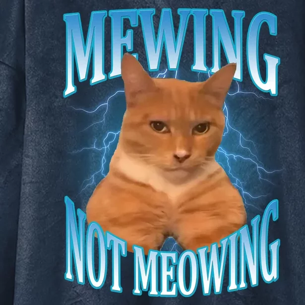 Mewing Not Meowing Funny Cat Meme Hooded Wearable Blanket