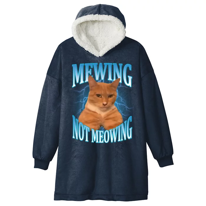 Mewing Not Meowing Funny Cat Meme Hooded Wearable Blanket