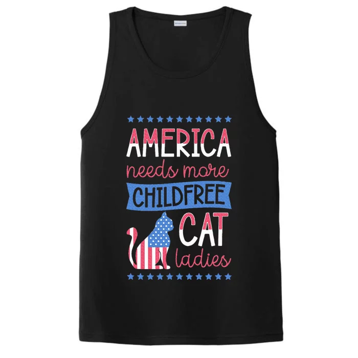 Merica Needs More Childfree Cat Ladies Childless Performance Tank