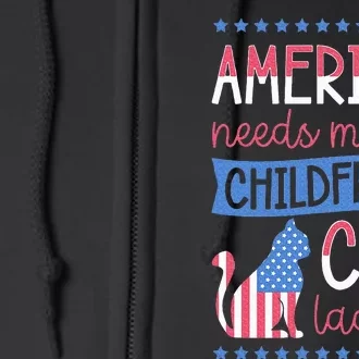 Merica Needs More Childfree Cat Ladies Childless Full Zip Hoodie