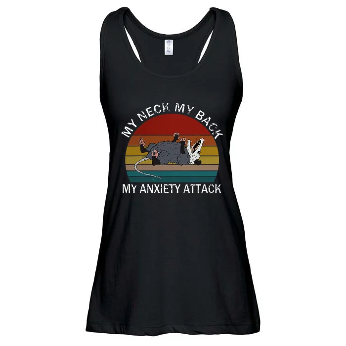 My Neck My Back My Anxiety Attack Opossum Sunset Ladies Essential Flowy Tank