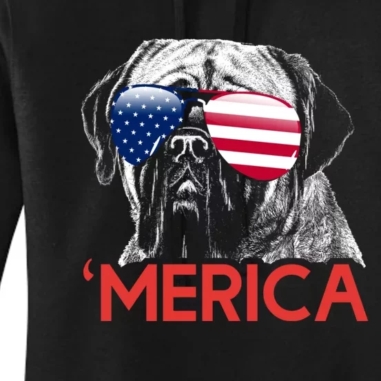 Merica Neapolitan Mastiff American Flag 4th Of July Women's Pullover Hoodie