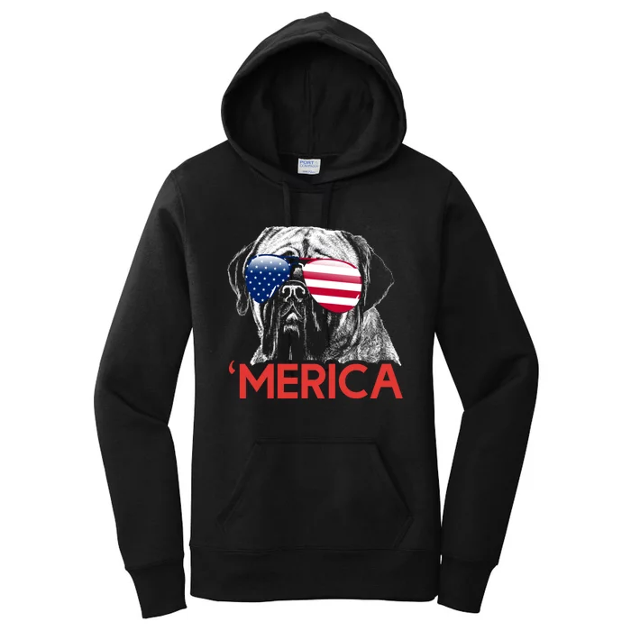 Merica Neapolitan Mastiff American Flag 4th Of July Women's Pullover Hoodie