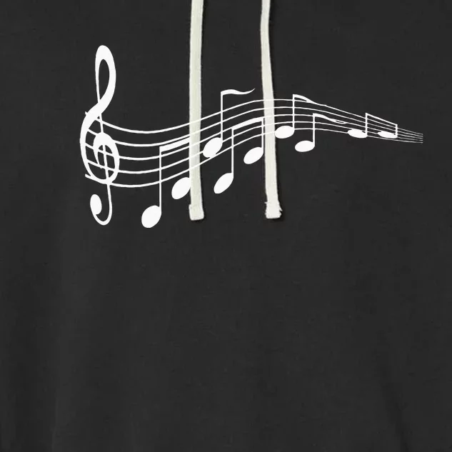 Musical Notes Music Dad Text In Treble Clef Garment-Dyed Fleece Hoodie