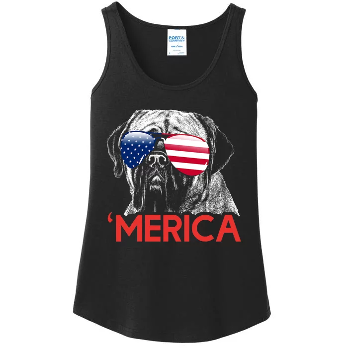 Merica Neapolitan Mastiff American Flag 4th Of July Ladies Essential Tank