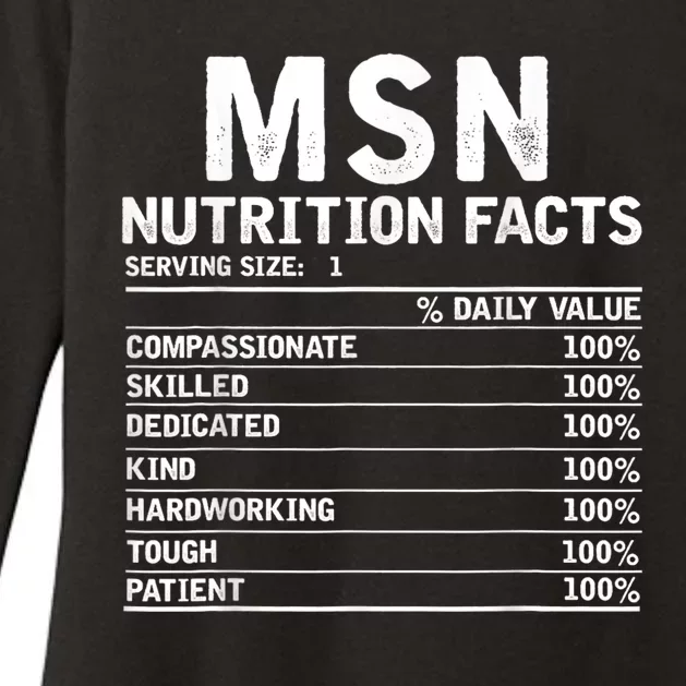 Msn Nurse Nutrition Facts Funny Thanksgiving Christmas Womens CVC Long Sleeve Shirt