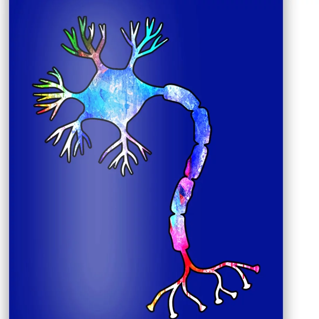 Multipolar Neuron Nerve Cell Neurology Watercolor Art Print Gift Poster